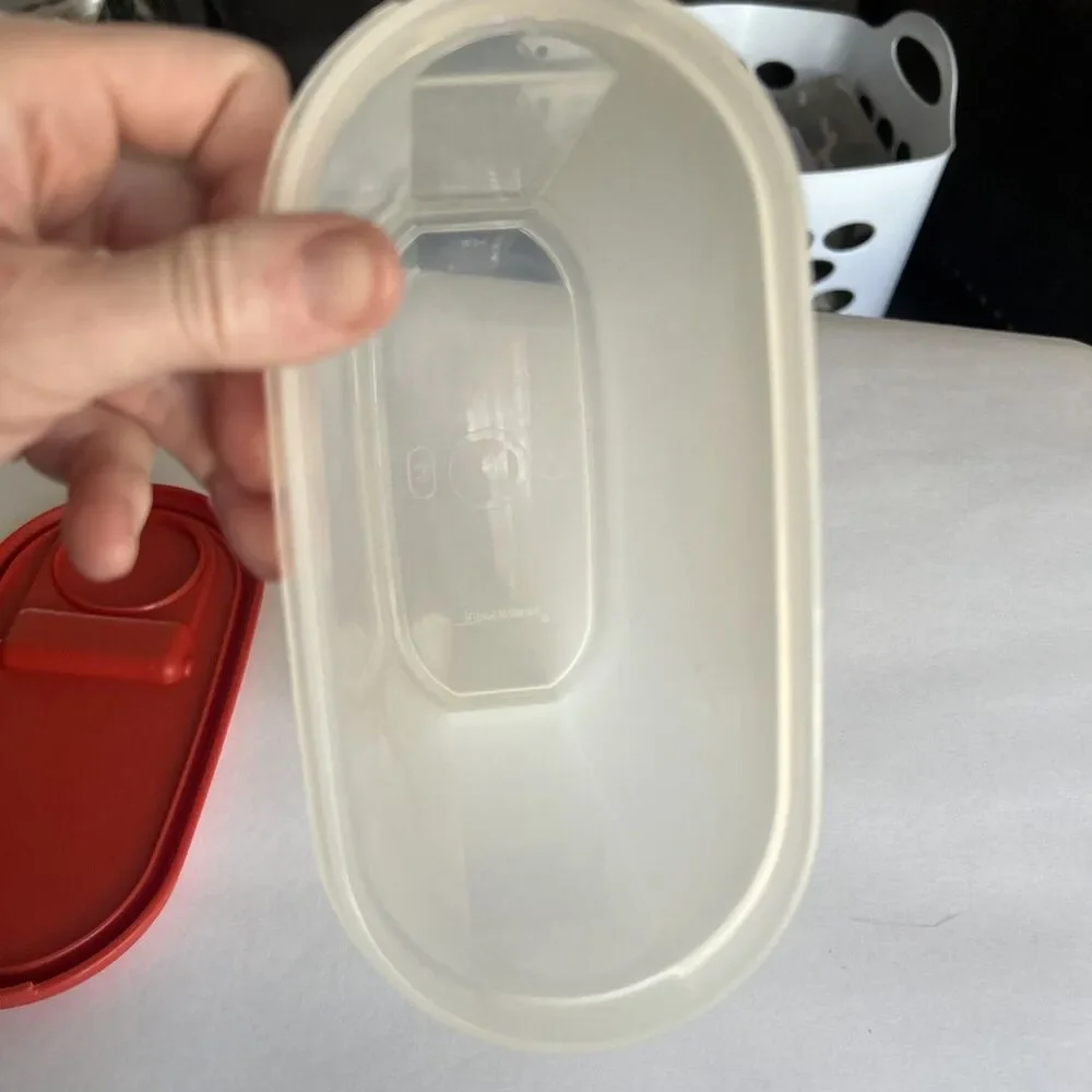 Vintage Tupperware Modular Mates #1613-3  7 1/4 Cups w/ Red lid flip open